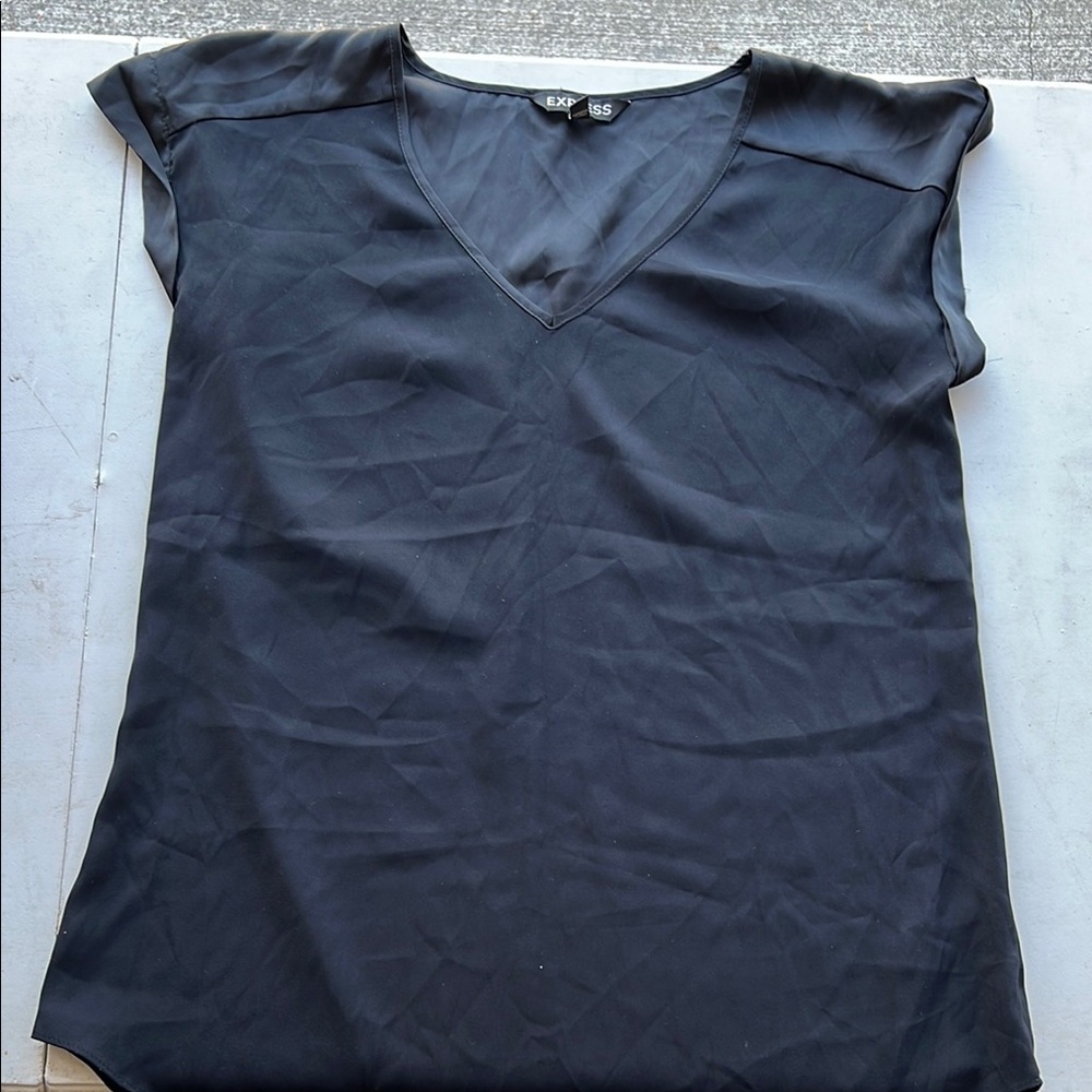 Express Black Blouse V-Neck Relaxed Fit